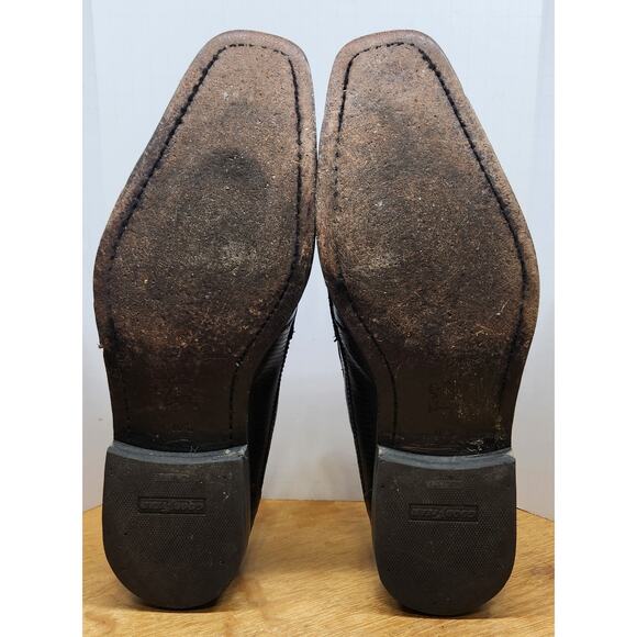 David Eden Lizard/Ostrich Loafer Sz 10.5 Black Leather Silver Horsebit main image 5
